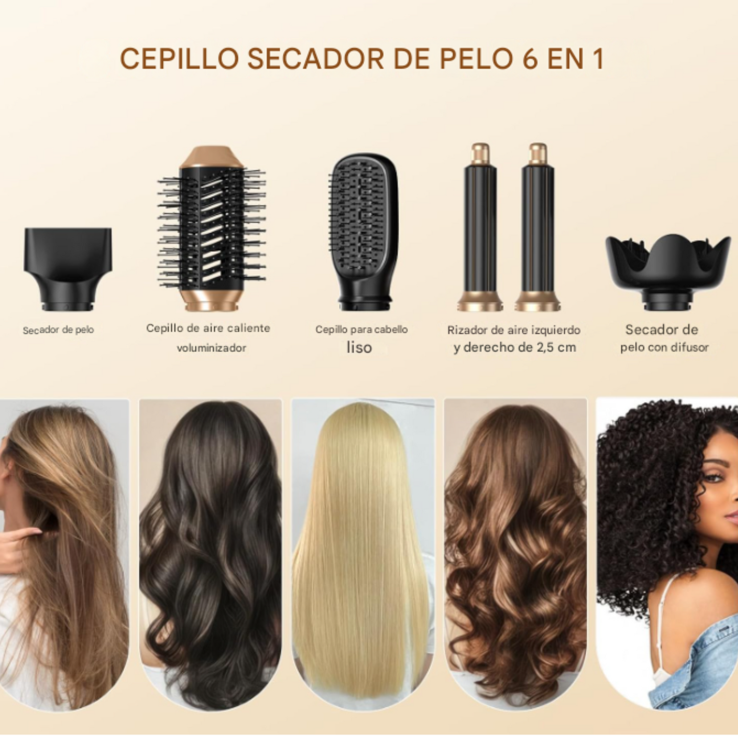 Cepillo secador Multifuncion 6 en 1