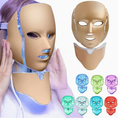 Mascara Facial Led Con Cuello Fotónica 7 Colores