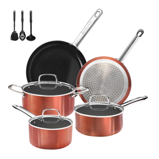 Juego De Ollas Sartenes Y Utensilios De Cocina 11 Pcs