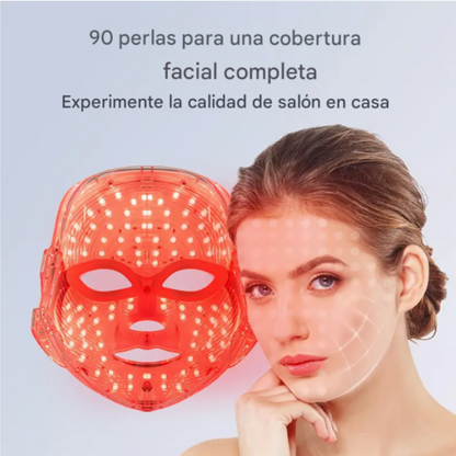 Mascara Facial Led Con Cuello Fotónica 7 Colores