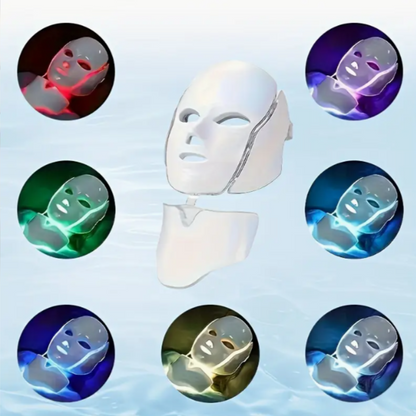 Mascara Facial Led Con Cuello Fotónica 7 Colores