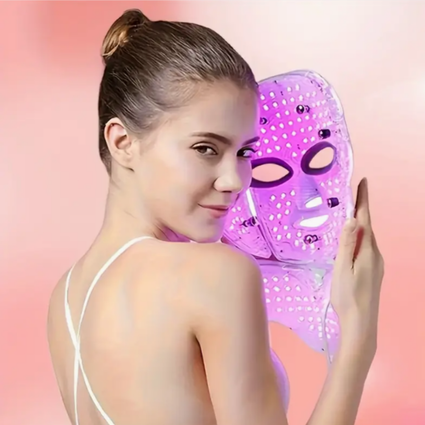 Mascara Facial Led Con Cuello Fotónica 7 Colores