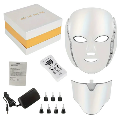 Mascara Facial Led Con Cuello Fotónica 7 Colores