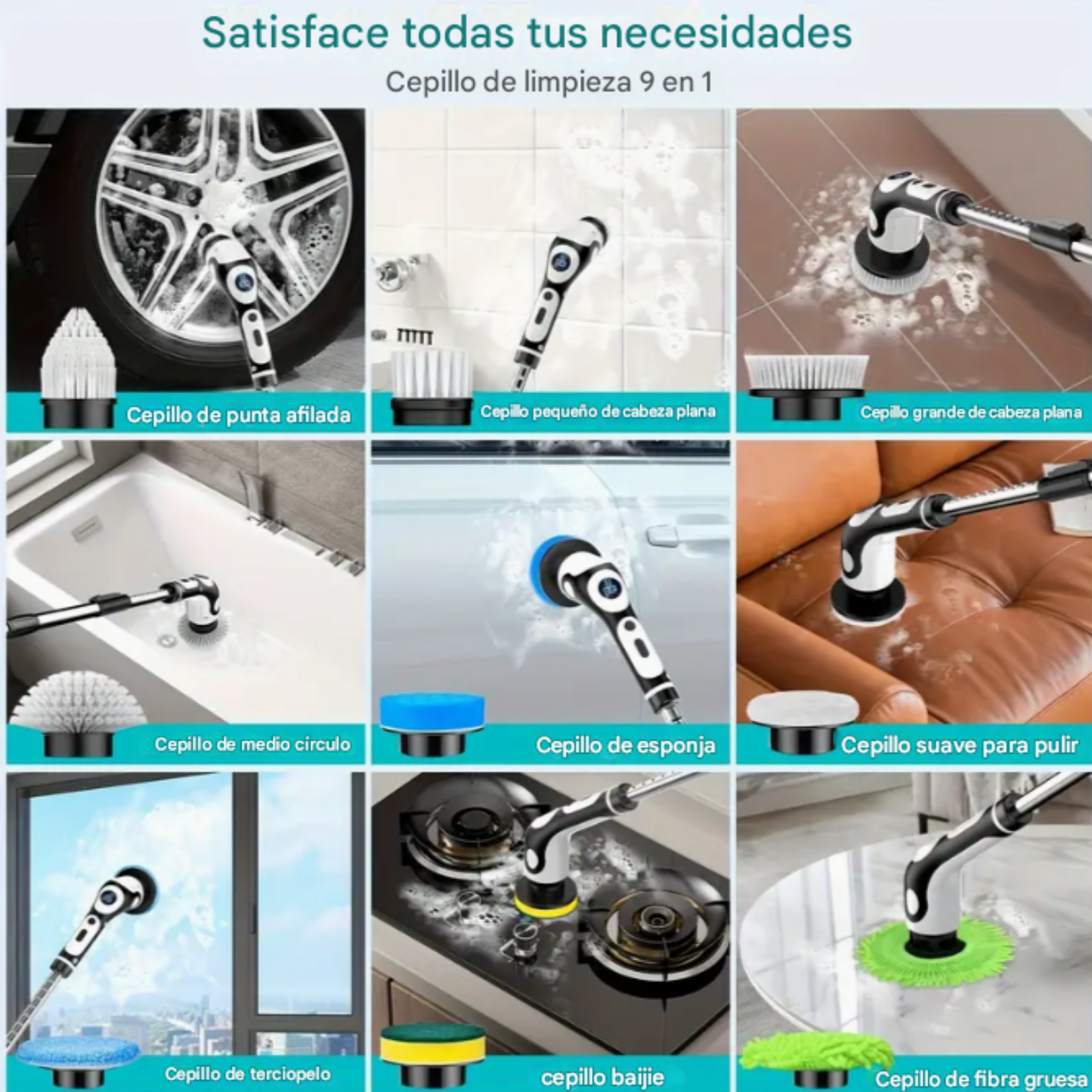 Cepillo Limpiador Multifuncional Eléctrico 9 en 1