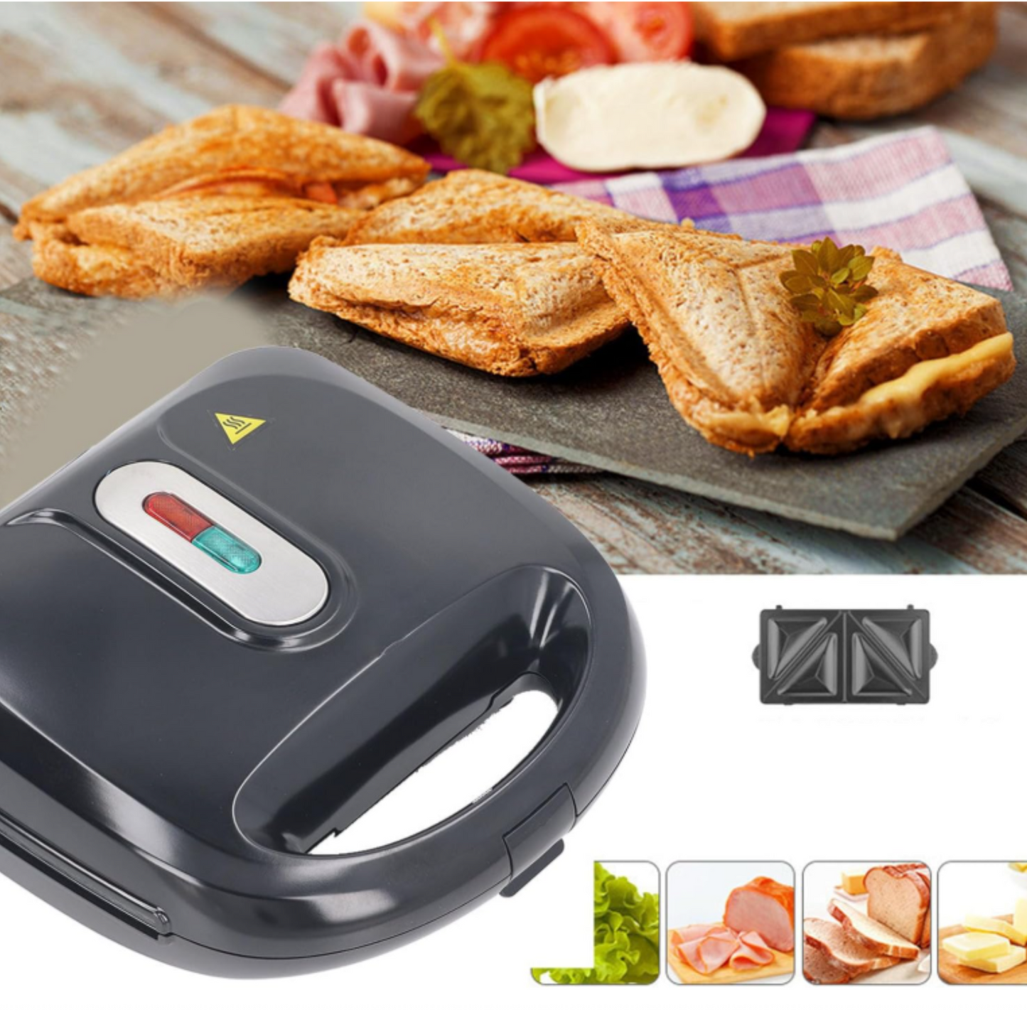 Sandwichera Wafflera Eléctrica Multifunción 4 En 1