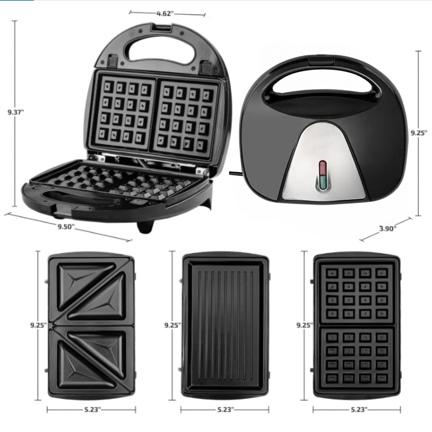 Sandwichera Wafflera Eléctrica Multifunción 4 En 1