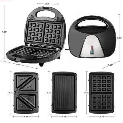 Sandwichera Wafflera Eléctrica Multifunción 4 En 1
