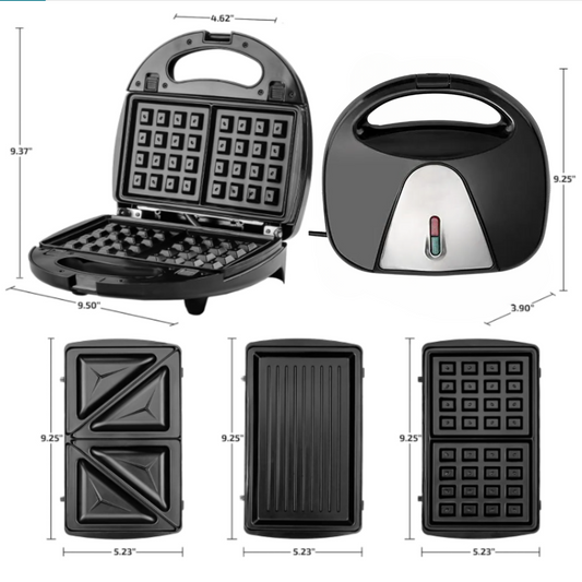 Sandwichera Wafflera Eléctrica Multifunción 4 En 1