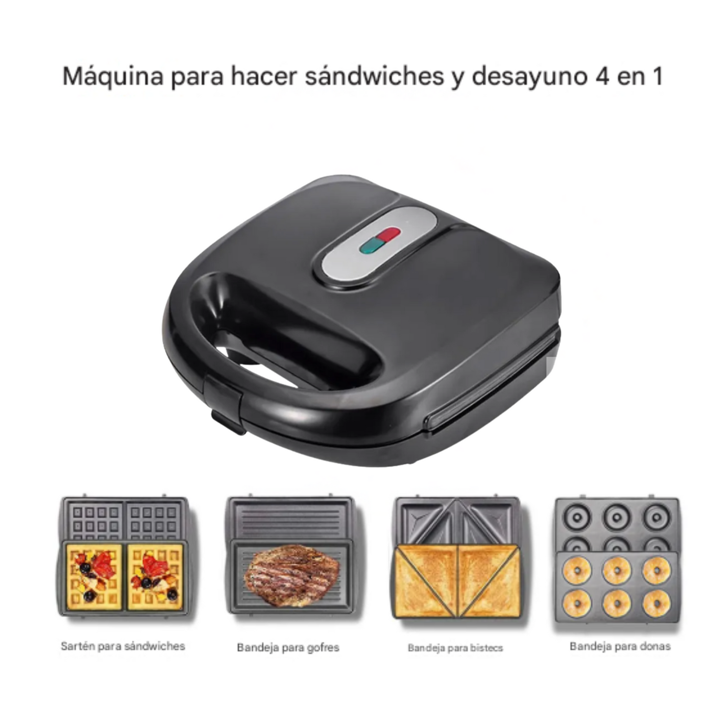 Sandwichera Wafflera Eléctrica Multifunción 4 En 1