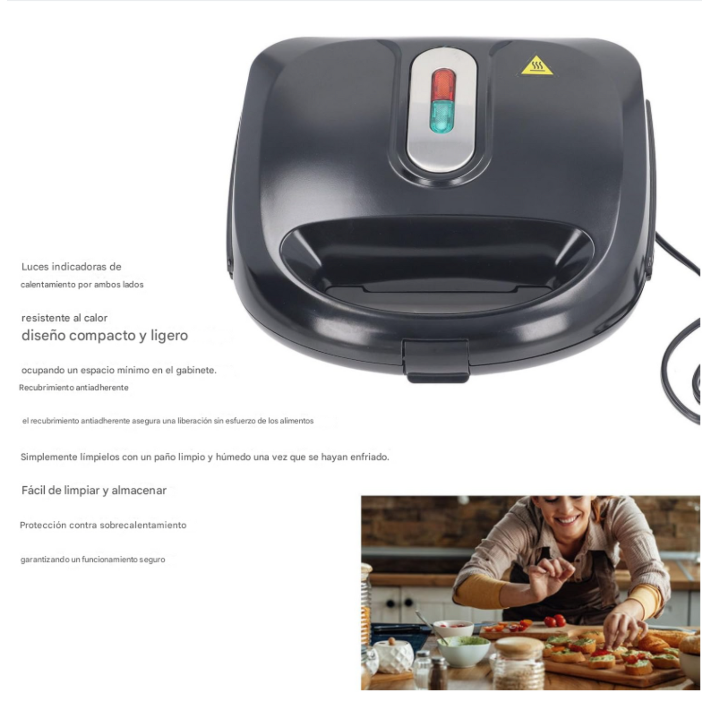 Sandwichera Wafflera Eléctrica Multifunción 4 En 1